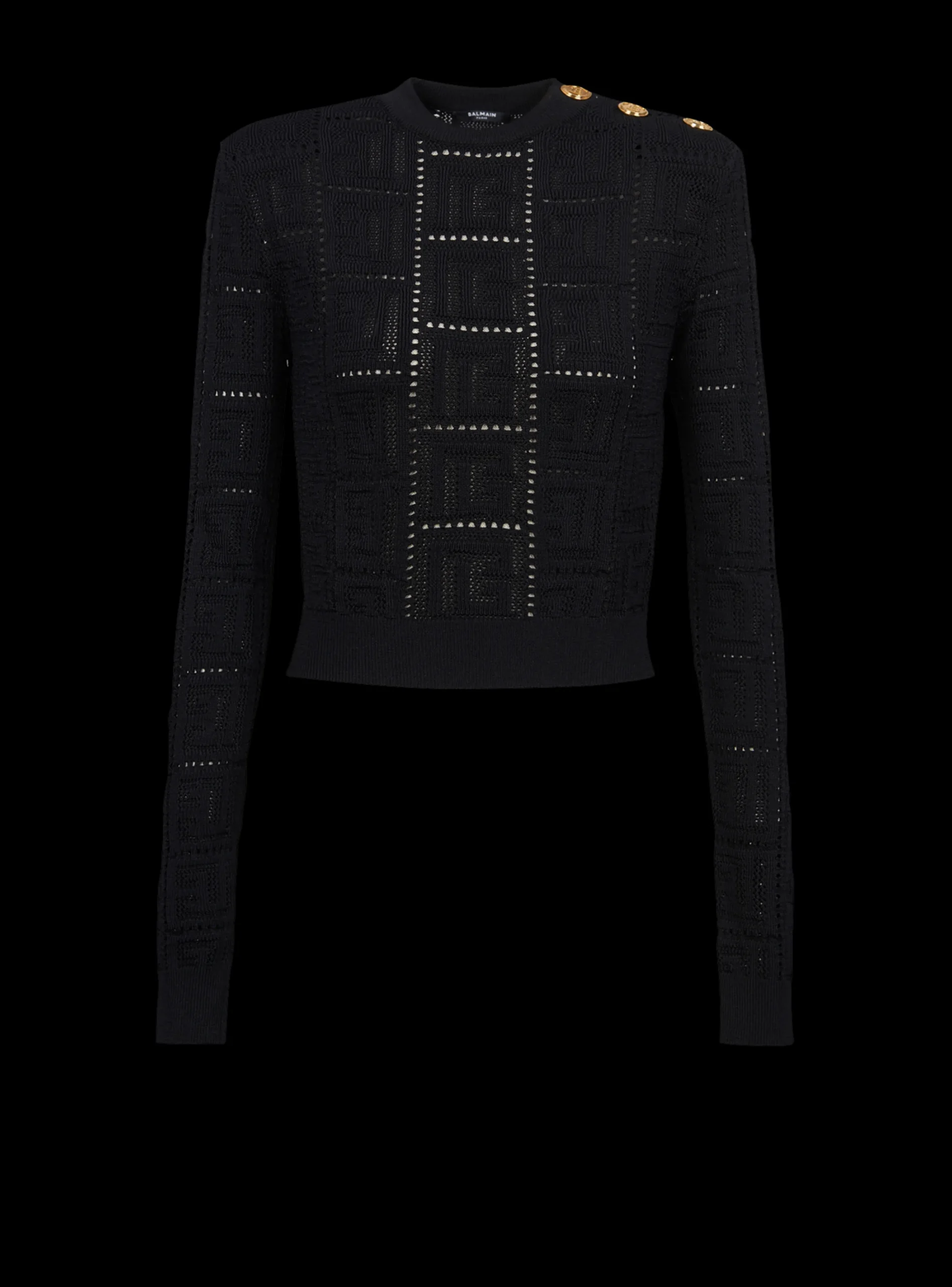 Women Balmain Cropped Eco-designed Sweater With Monogram