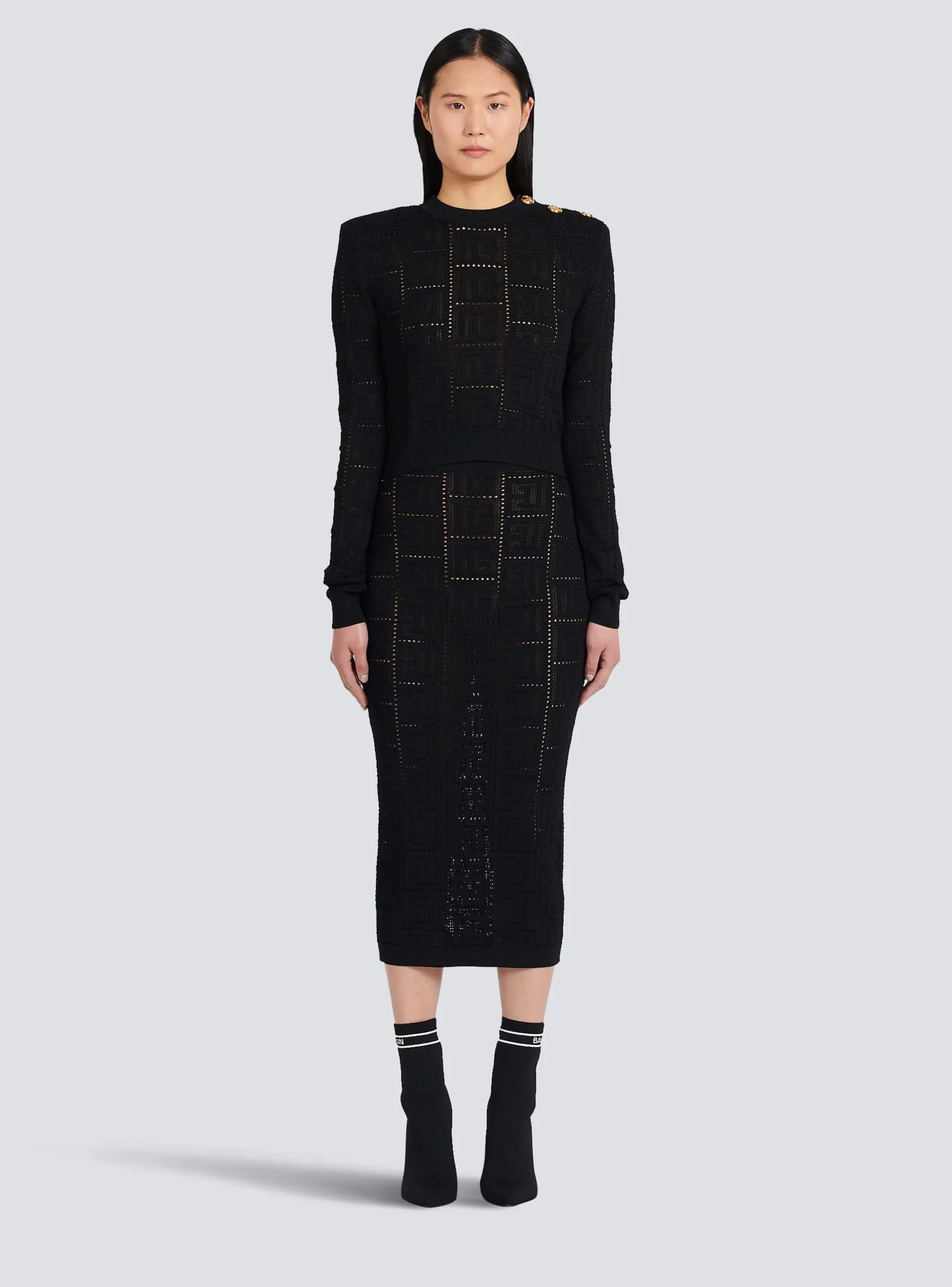 Women Balmain Cropped Eco-designed Sweater With Monogram