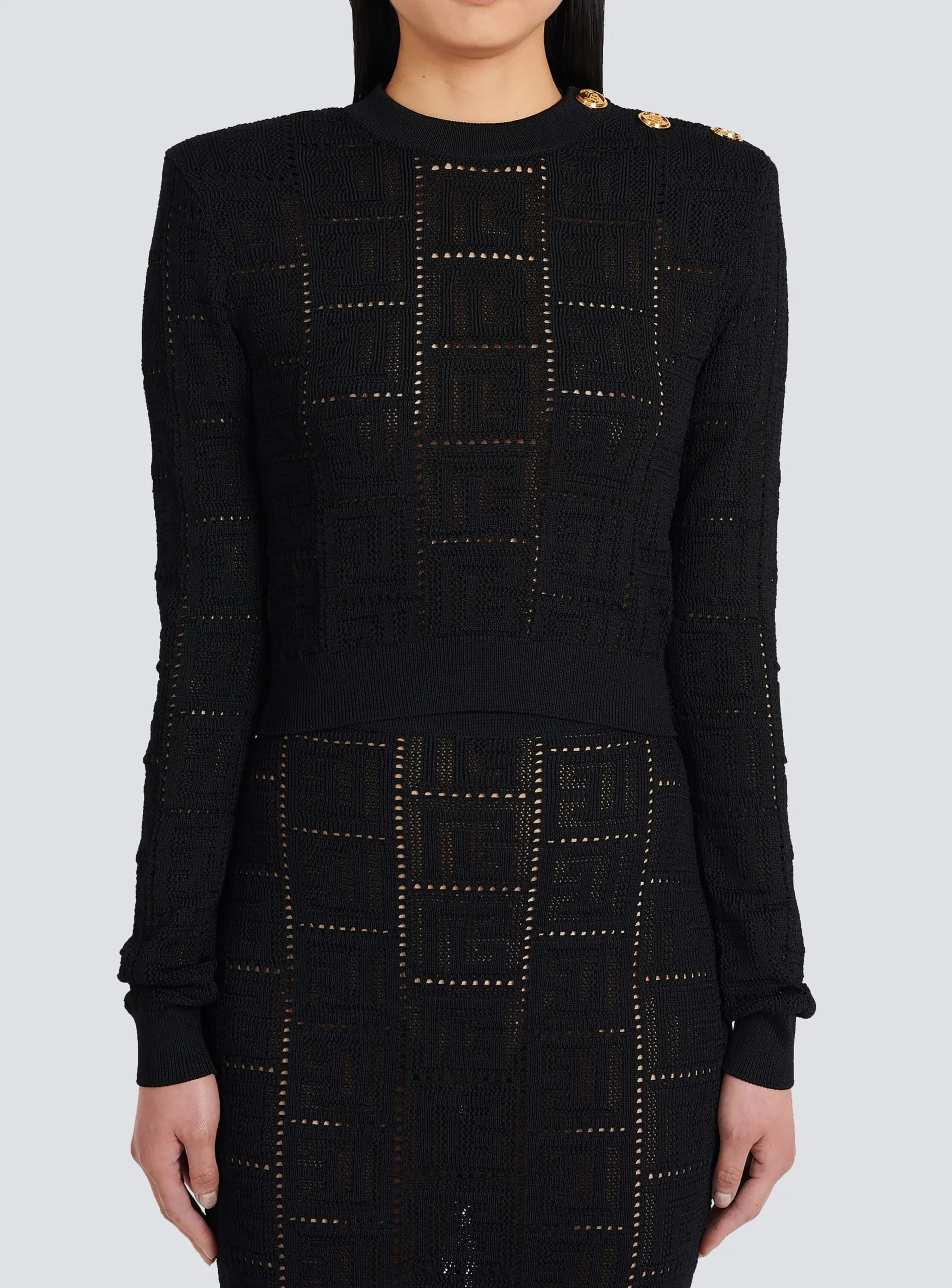 Women Balmain Cropped Eco-designed Sweater With Monogram