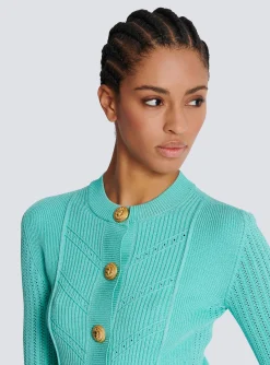 Women Balmain Cropped Knit Cardigan