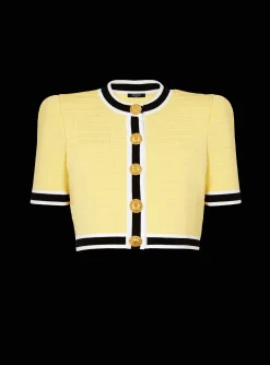 Women Balmain Cropped Knit Cardigan