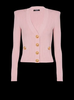 Women Balmain Cropped Knit Cardigan