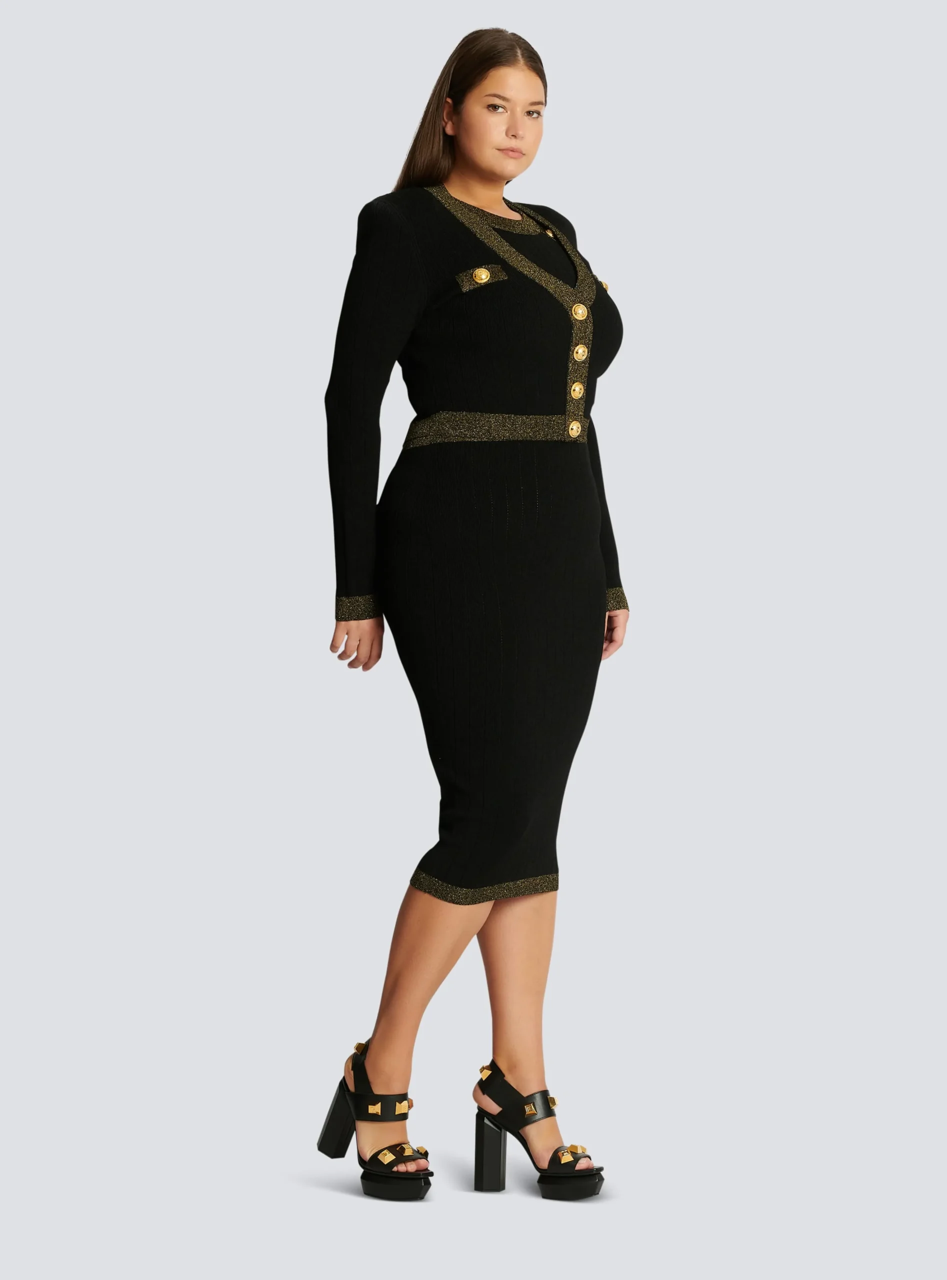 Women Balmain Cropped Knit Cardigan With Gold Trim