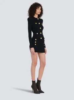 Women Balmain Cropped Knit Cardigan With Gold-tone Buttons