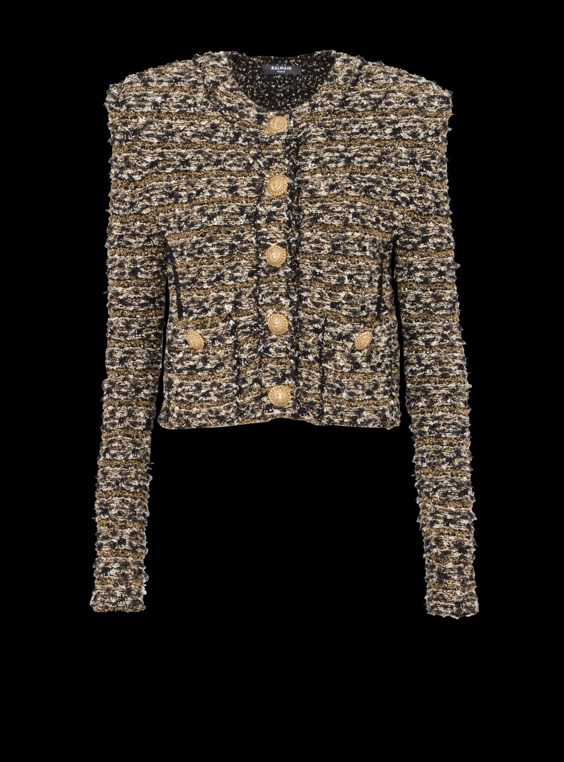Women Balmain Cropped Lurex Tweed Jacket