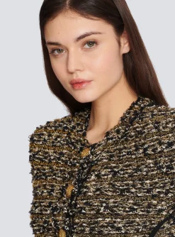 Women Balmain Cropped Lurex Tweed Jacket