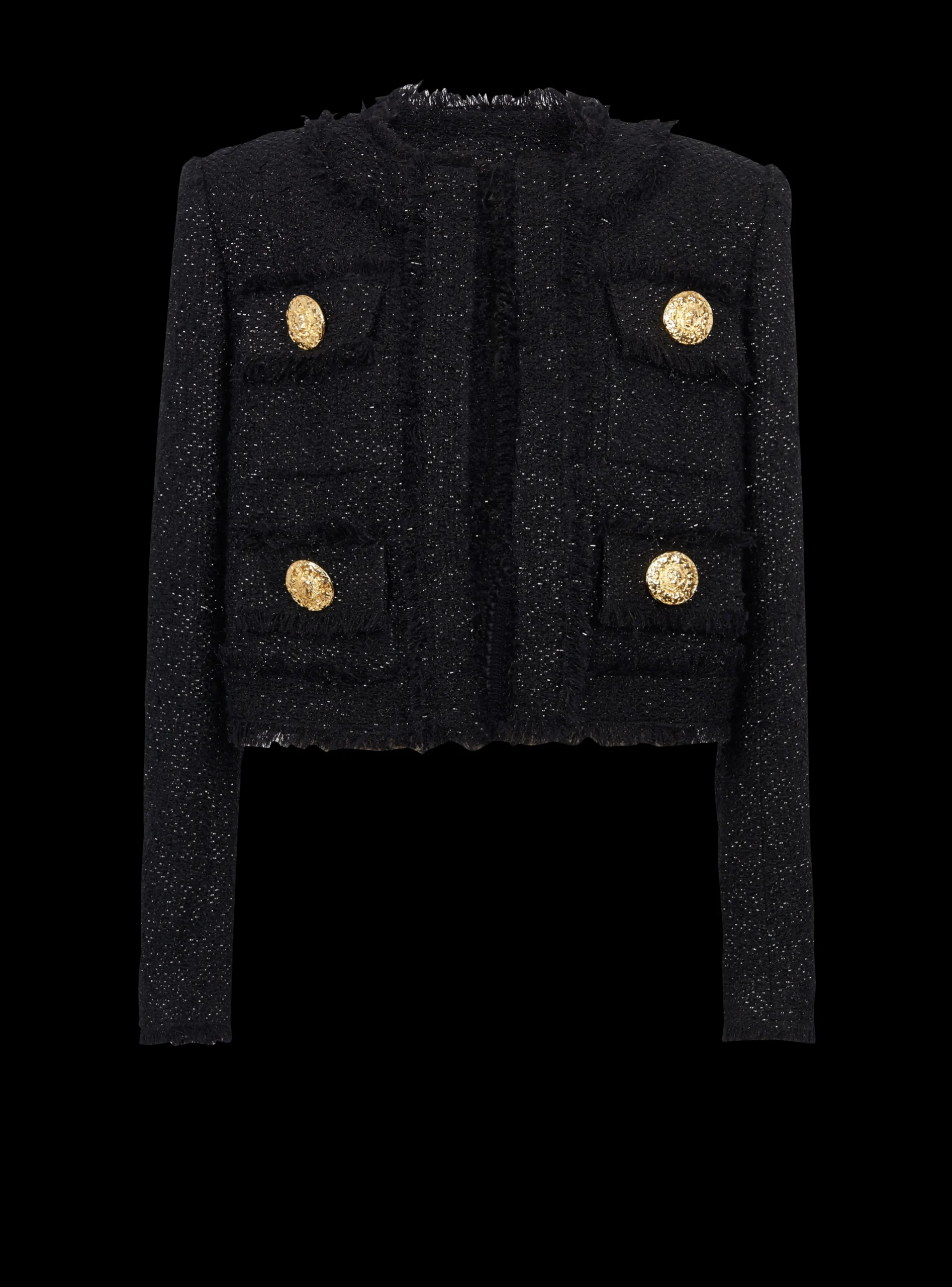 Women Balmain Cropped Lurex Tweed Jacket