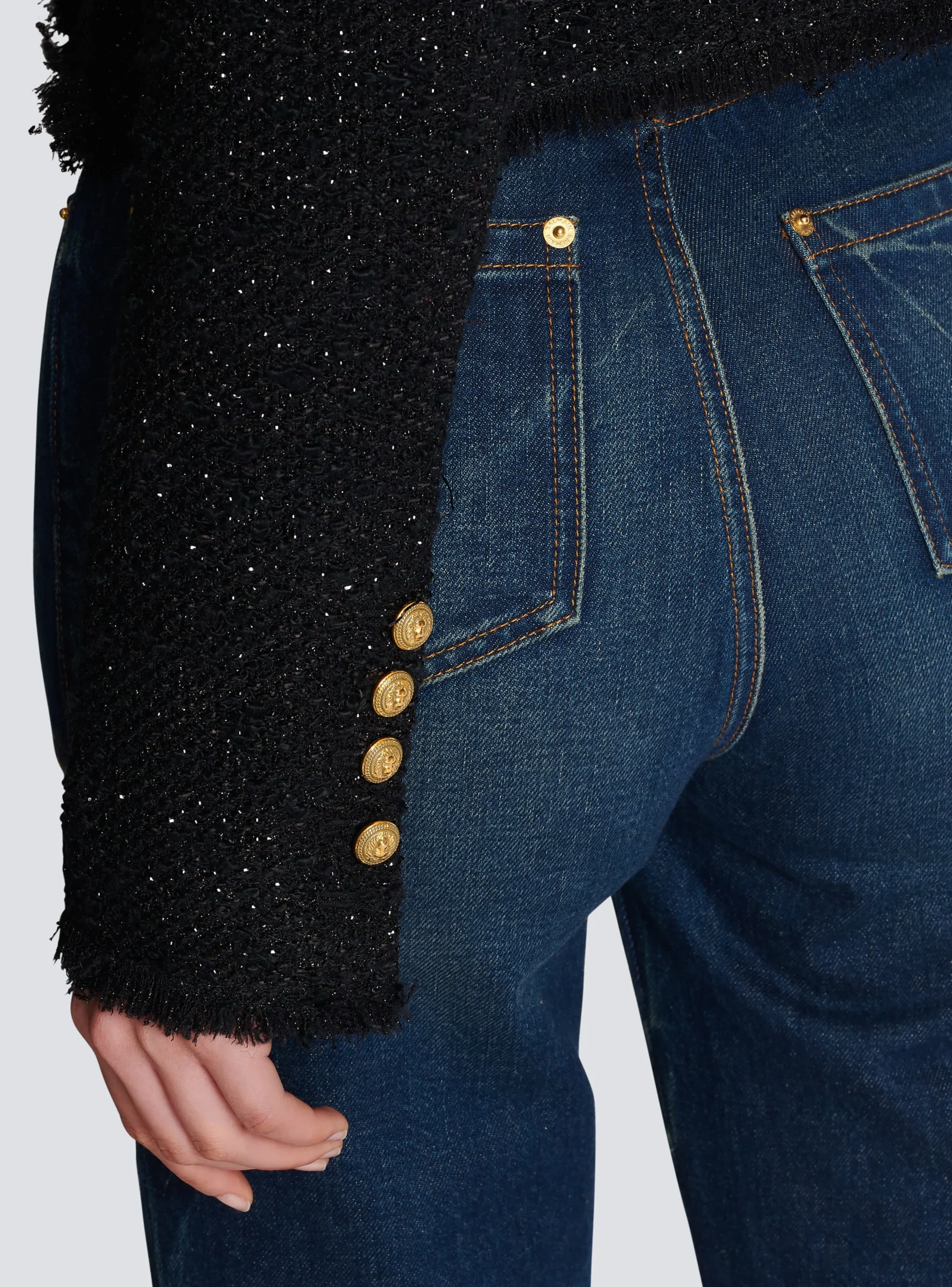 Women Balmain Cropped Lurex Tweed Jacket