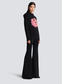 Women Balmain Cropped Neon-print Sweatshirt