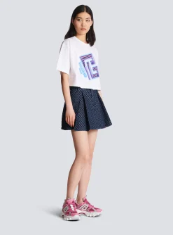 Women Balmain Cropped Neon-print T-shirt