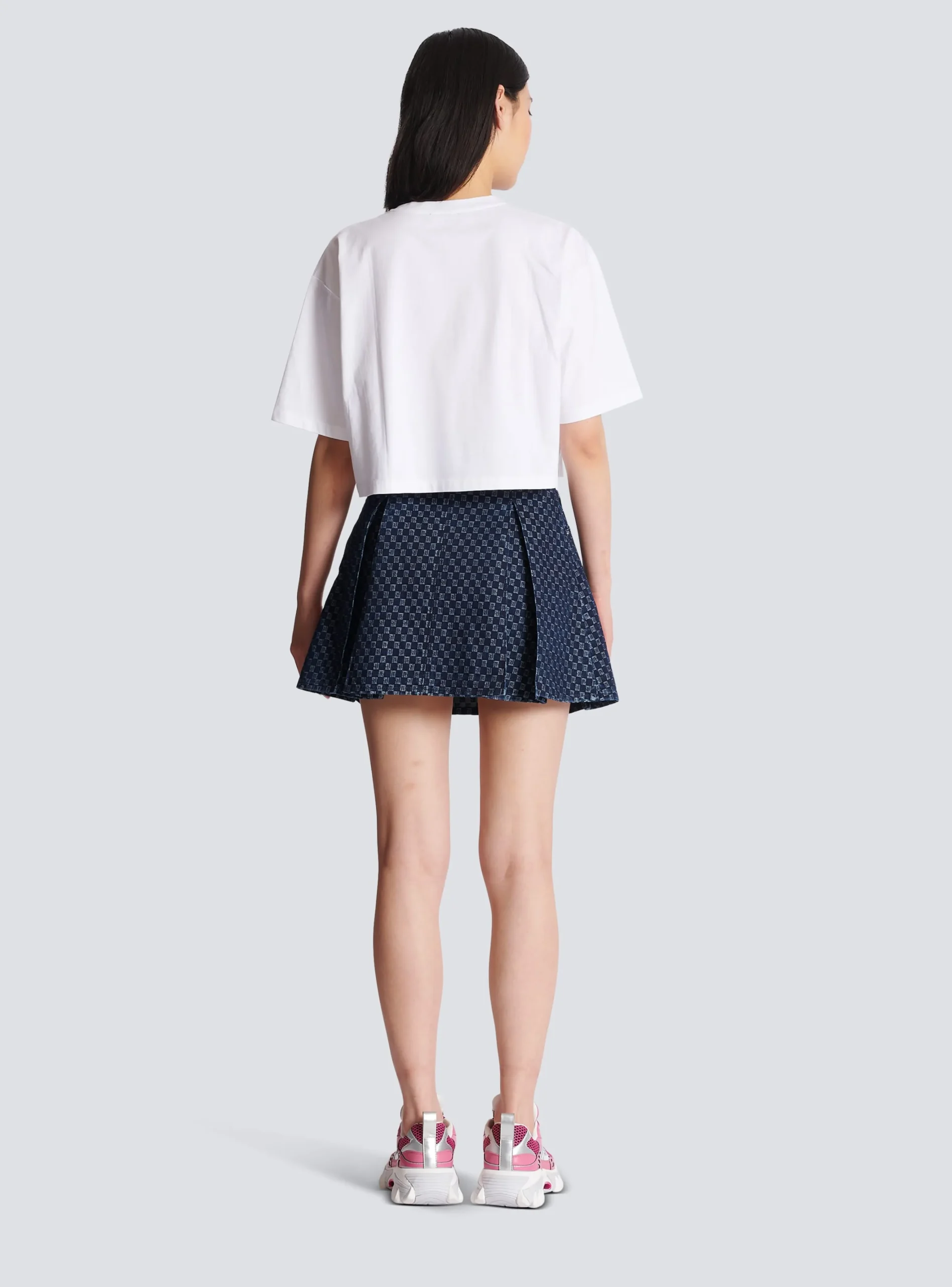 Women Balmain Cropped Neon-print T-shirt