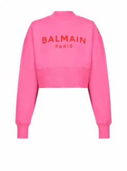 Women Balmain Cropped Sweatshirt With Paris Print