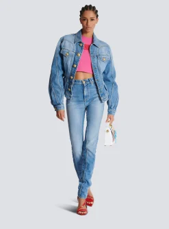 Women Balmain Cropped Tank Top With Retro PB Embroidery