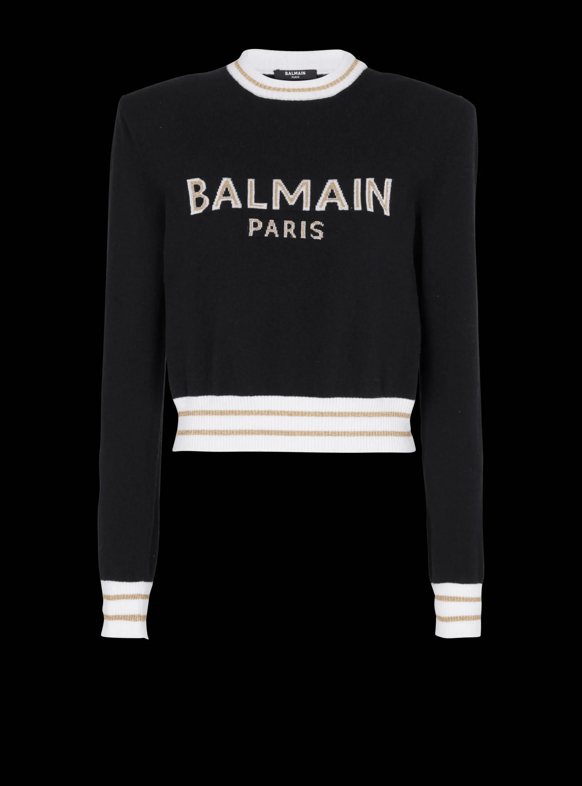 Women Balmain Cropped Wool Jumper With Logo