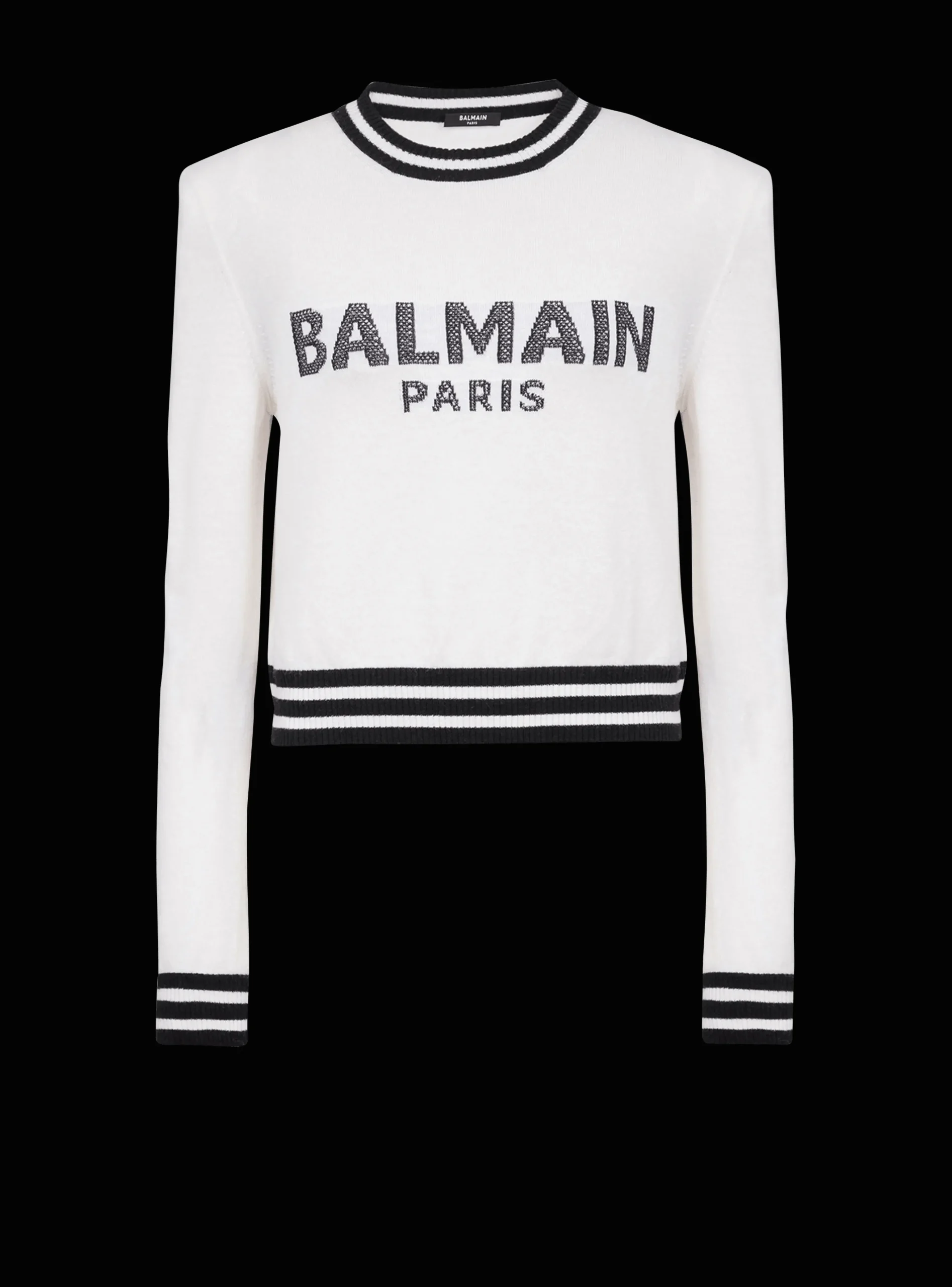 Women Balmain Cropped Wool Sweatshirt With Logo