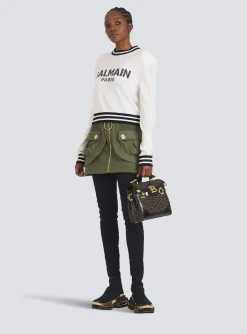 Women Balmain Cropped Wool Sweatshirt With Logo