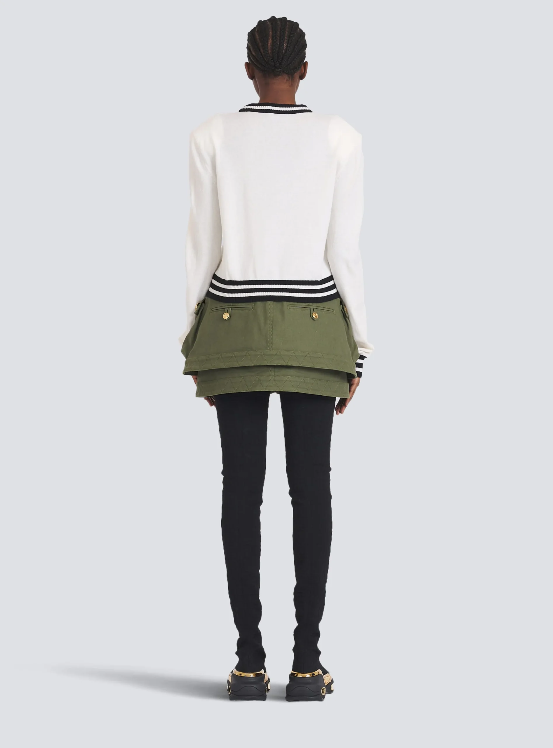 Women Balmain Cropped Wool Sweatshirt With Logo