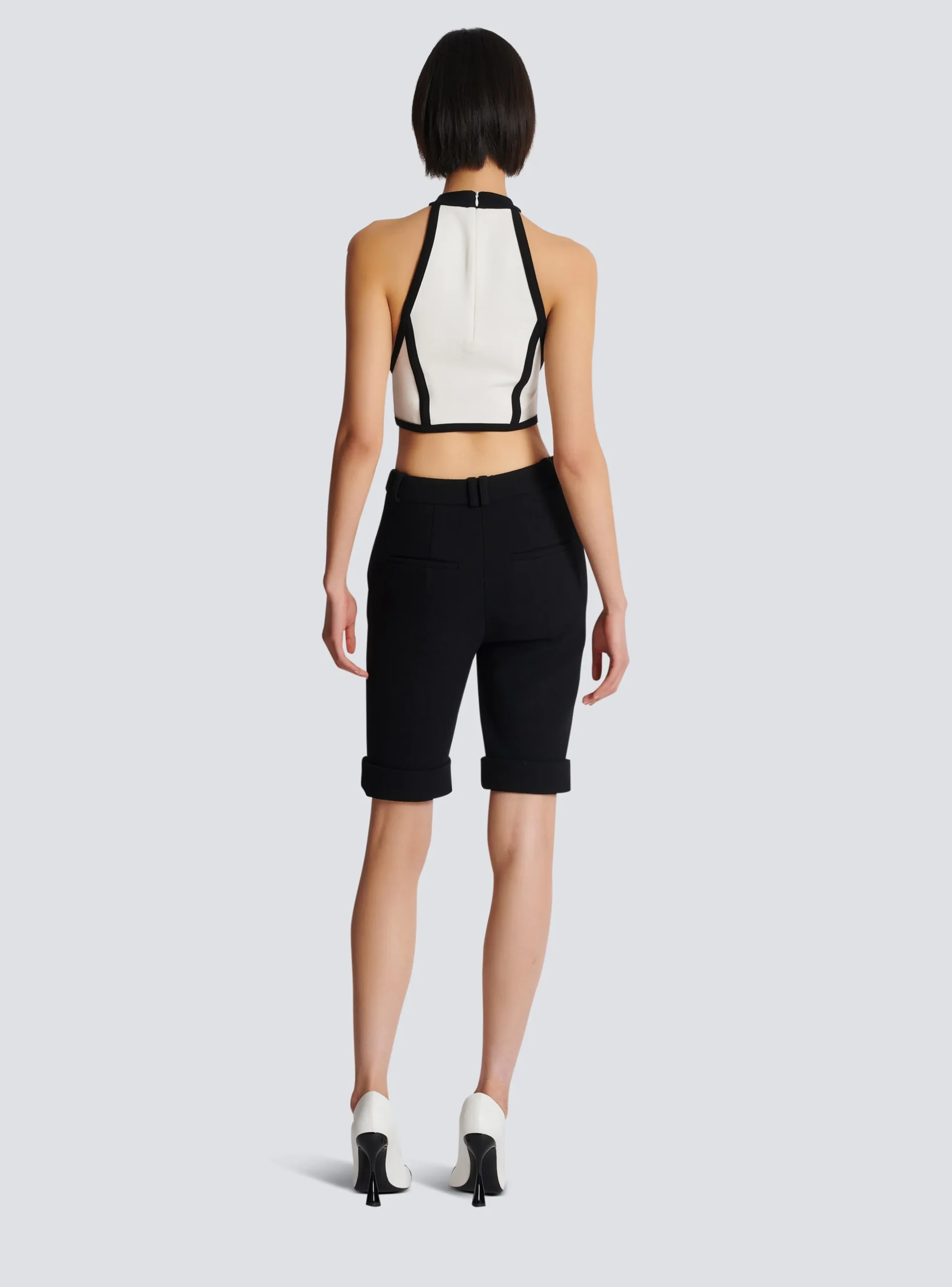 Women Balmain Cycling Shorts In Double Crepe