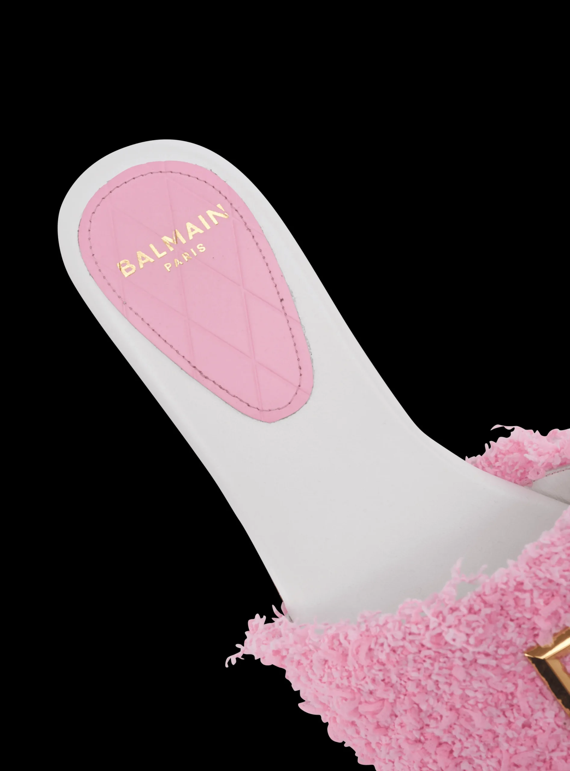 Women Balmain Dafne Leather And Tweed Mules