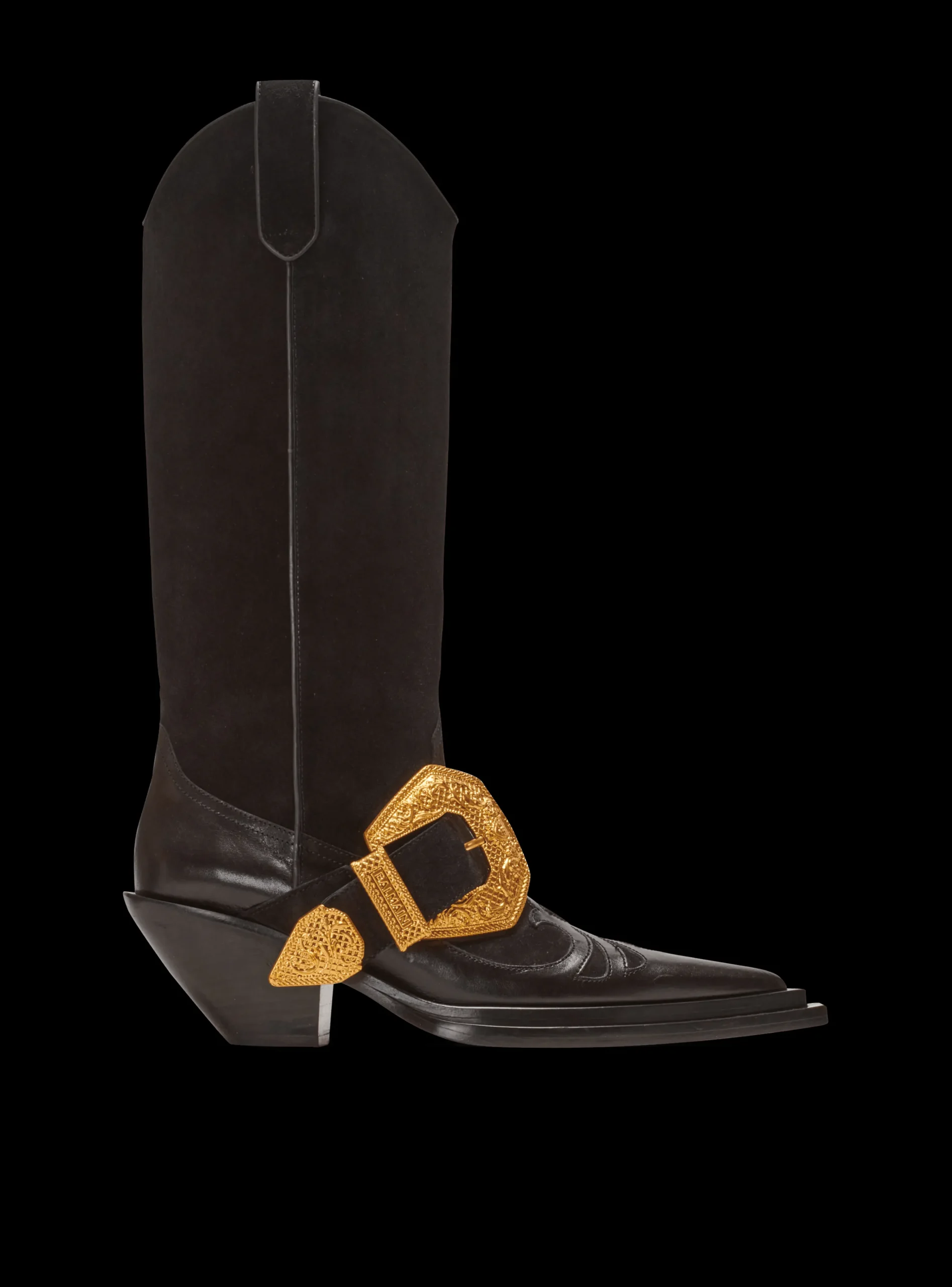 Women Balmain Dan Western Suede Leather Boots