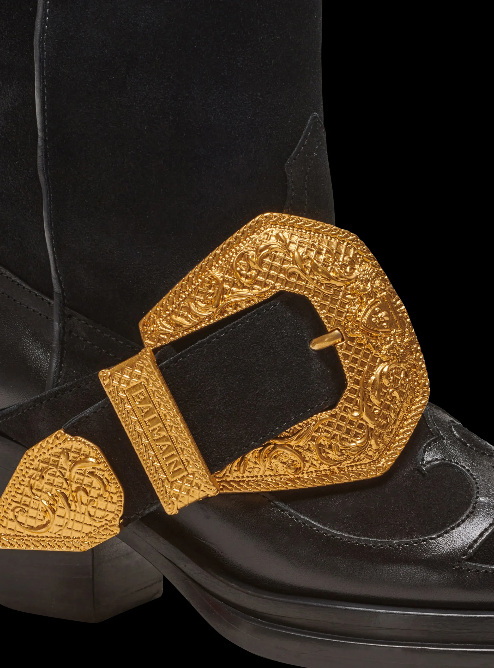 Women Balmain Dan Western Suede Leather Boots