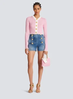 Women Balmain Denim Shorts With Buttons