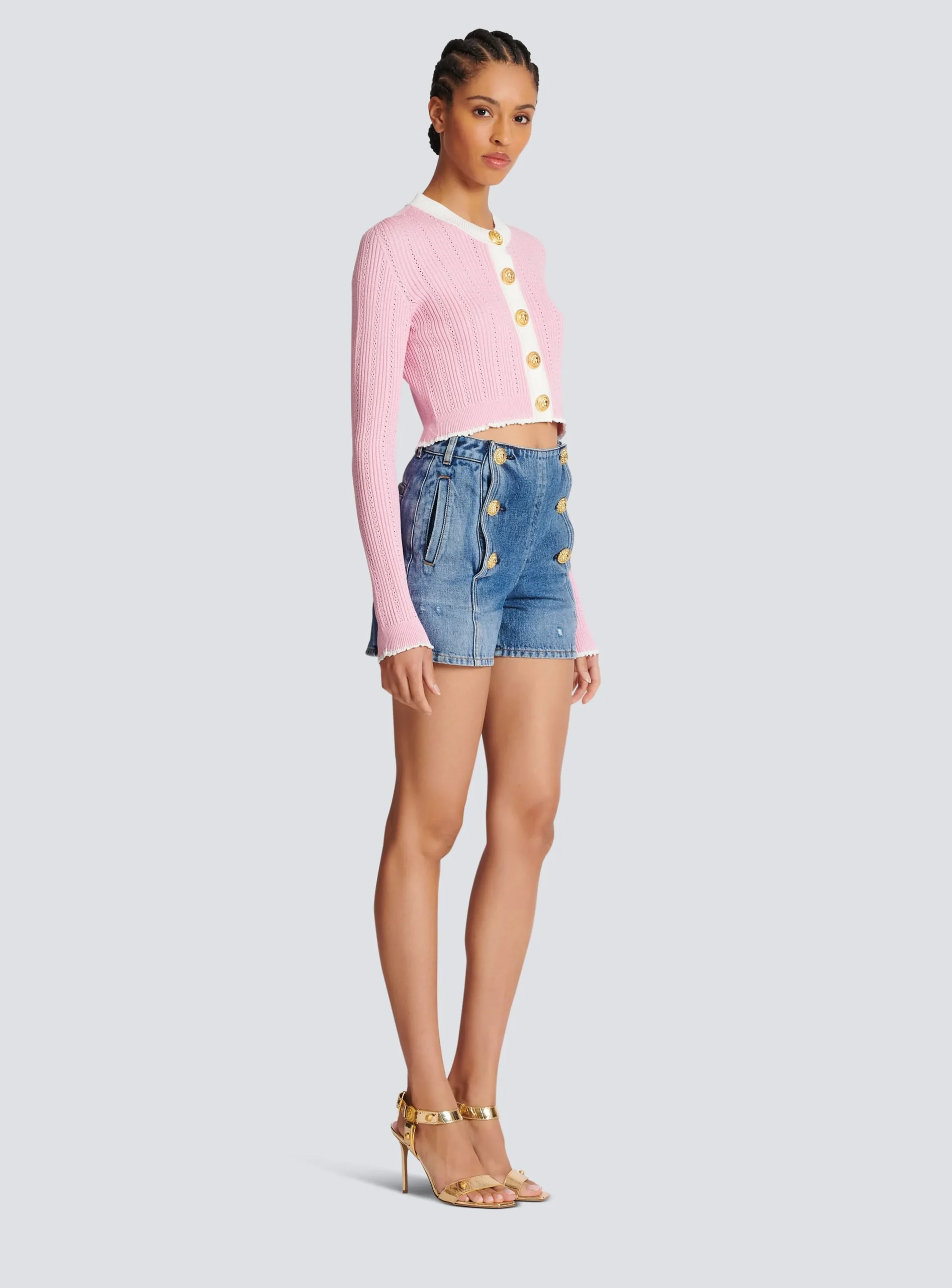 Women Balmain Denim Shorts With Buttons