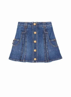 Kids Balmain Denim Skater Skirt