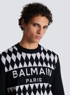 Balmain Diamond Paris Two-tone Jacquard Jumper