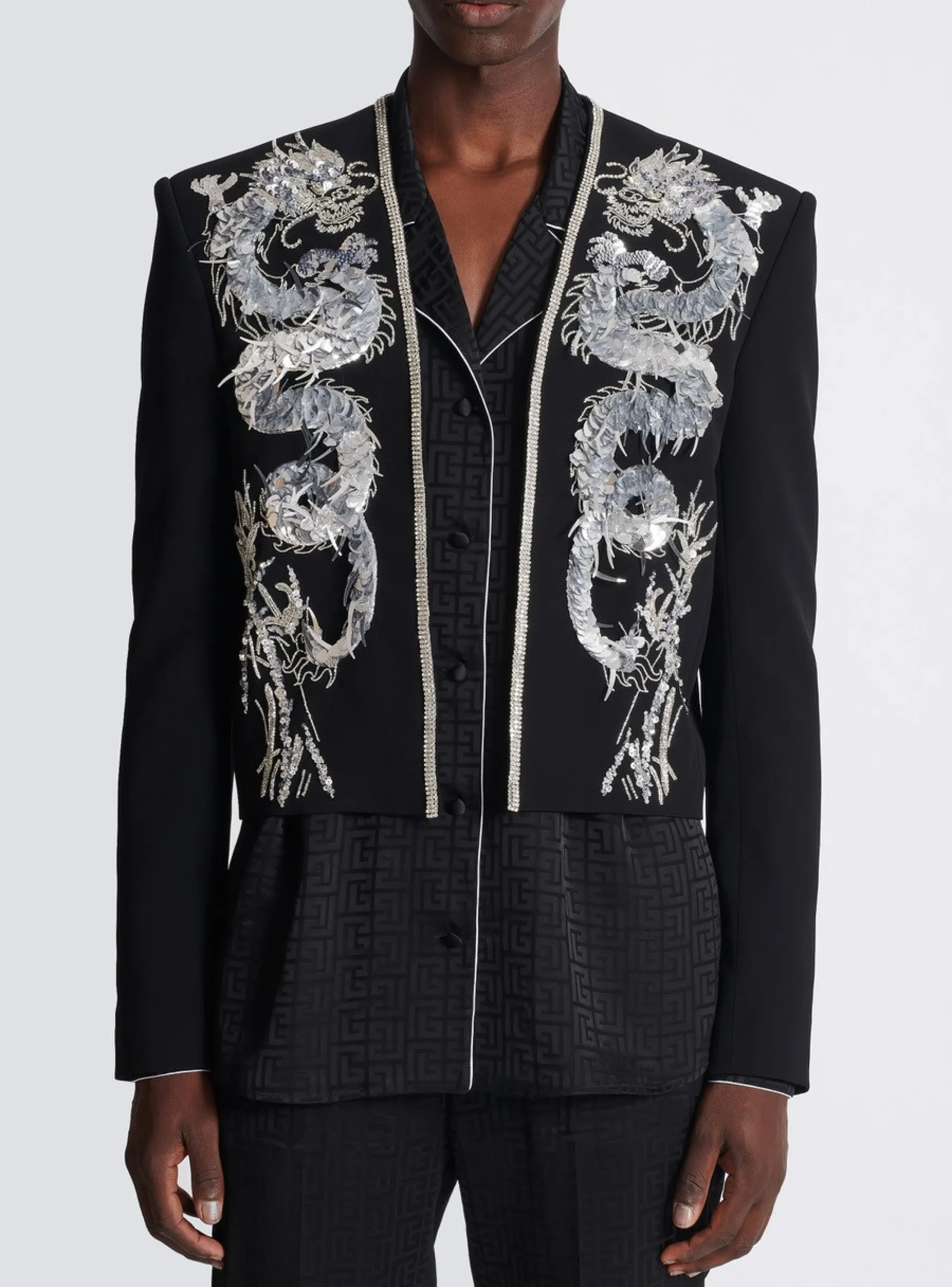 Balmain Dragon Embroidered Spencer Jacket