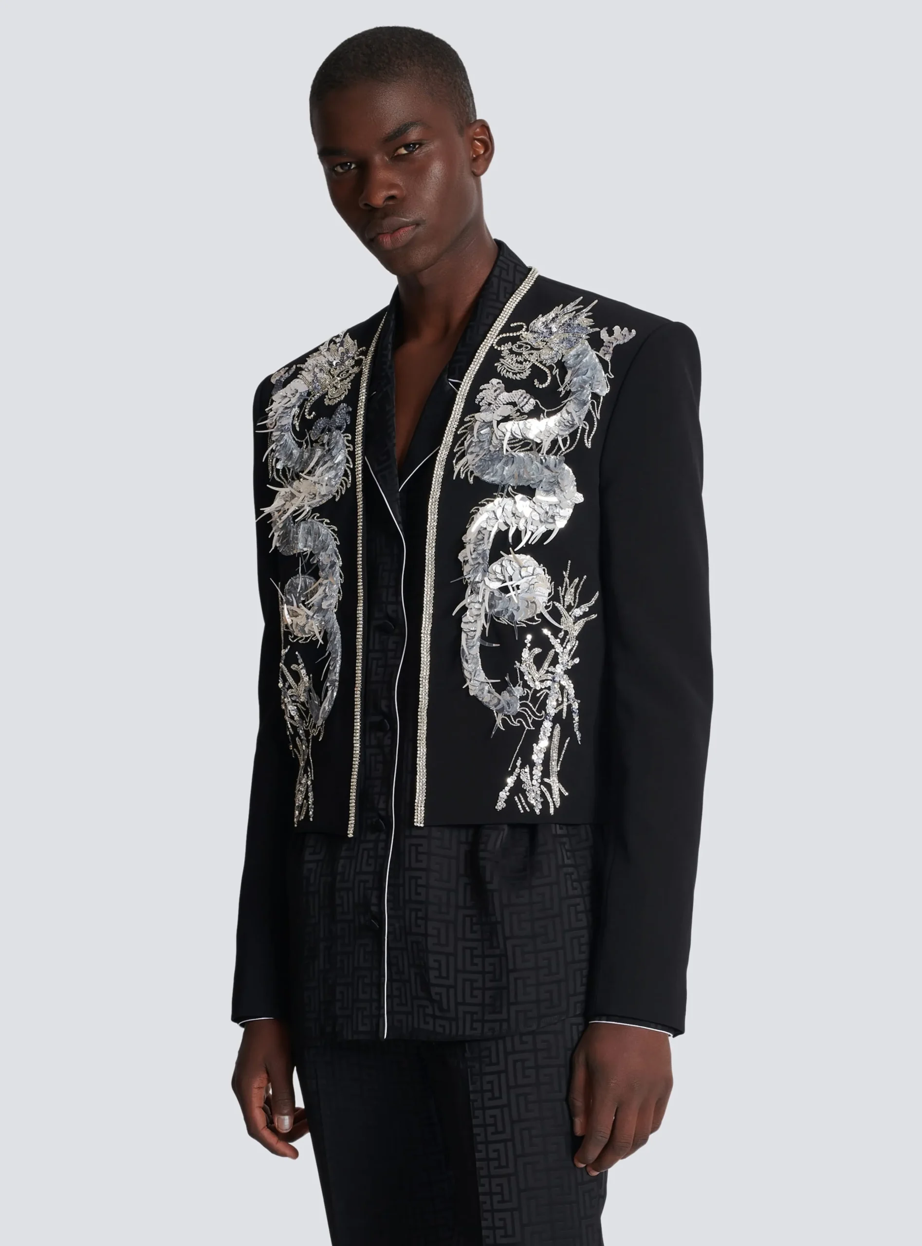 Balmain Dragon Embroidered Spencer Jacket