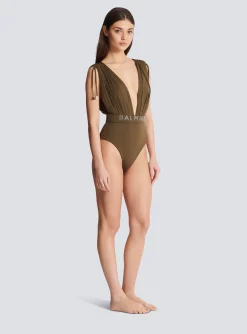 Women Balmain Draped Swimsuit