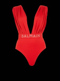 Women Balmain Draped Swimsuit