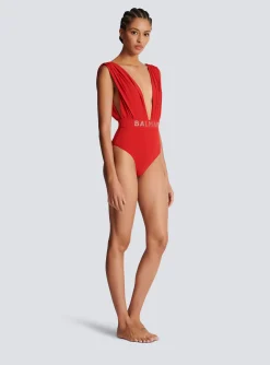 Women Balmain Draped Swimsuit