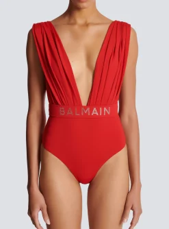 Women Balmain Draped Swimsuit