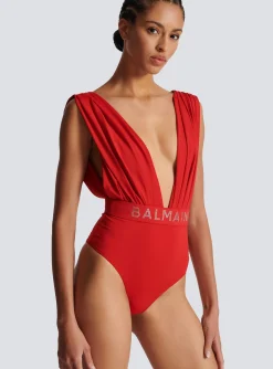 Women Balmain Draped Swimsuit