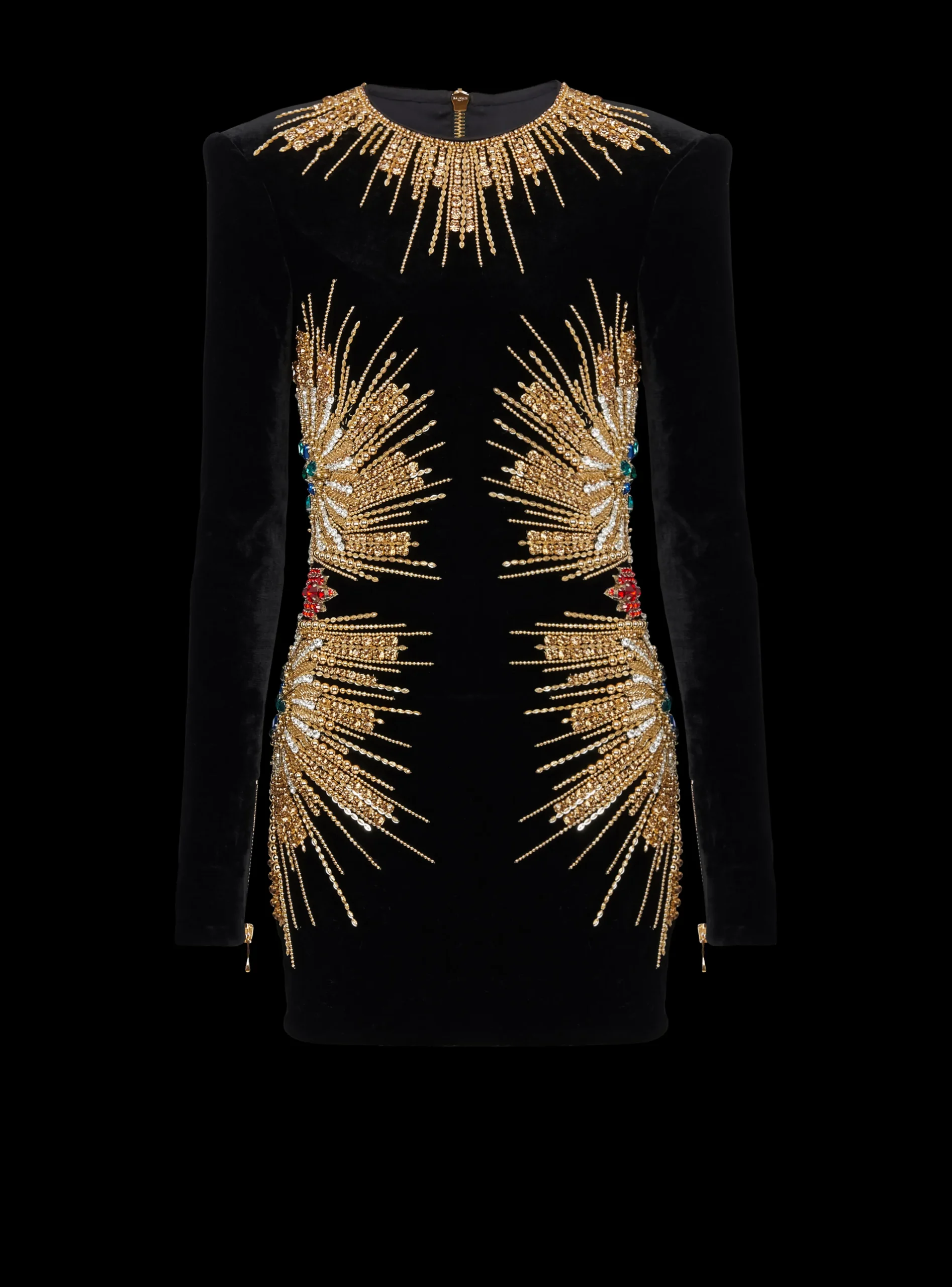Women Balmain Dress With Pearl And Sequin Embroidery