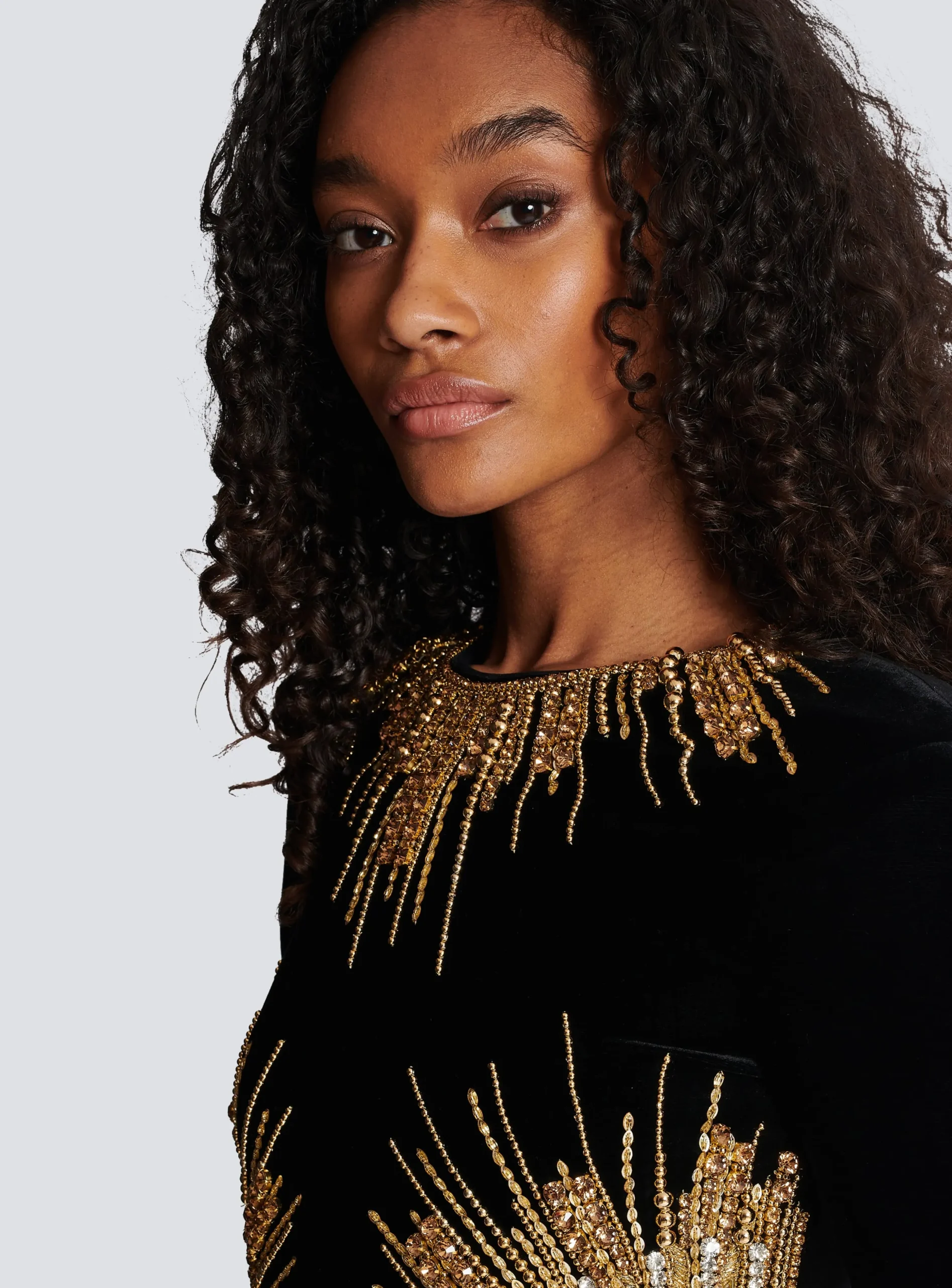 Women Balmain Dress With Pearl And Sequin Embroidery