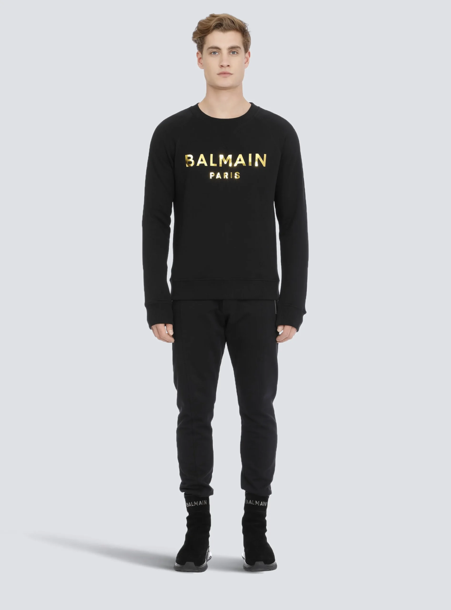 Balmain Eco-designed Cotton Sweatshirt With Paris Logo Print