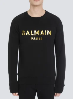 Balmain Eco-designed Cotton Sweatshirt With Paris Logo Print