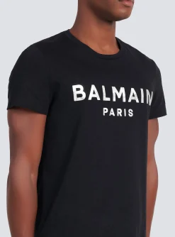 Balmain Eco-designed Cotton T-shirt With Paris Logo Print