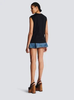Women Balmain Eco-designed Cotton T-shirt With Logo Print