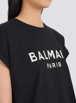 Women Balmain Eco-designed Cotton T-shirt With Logo Print