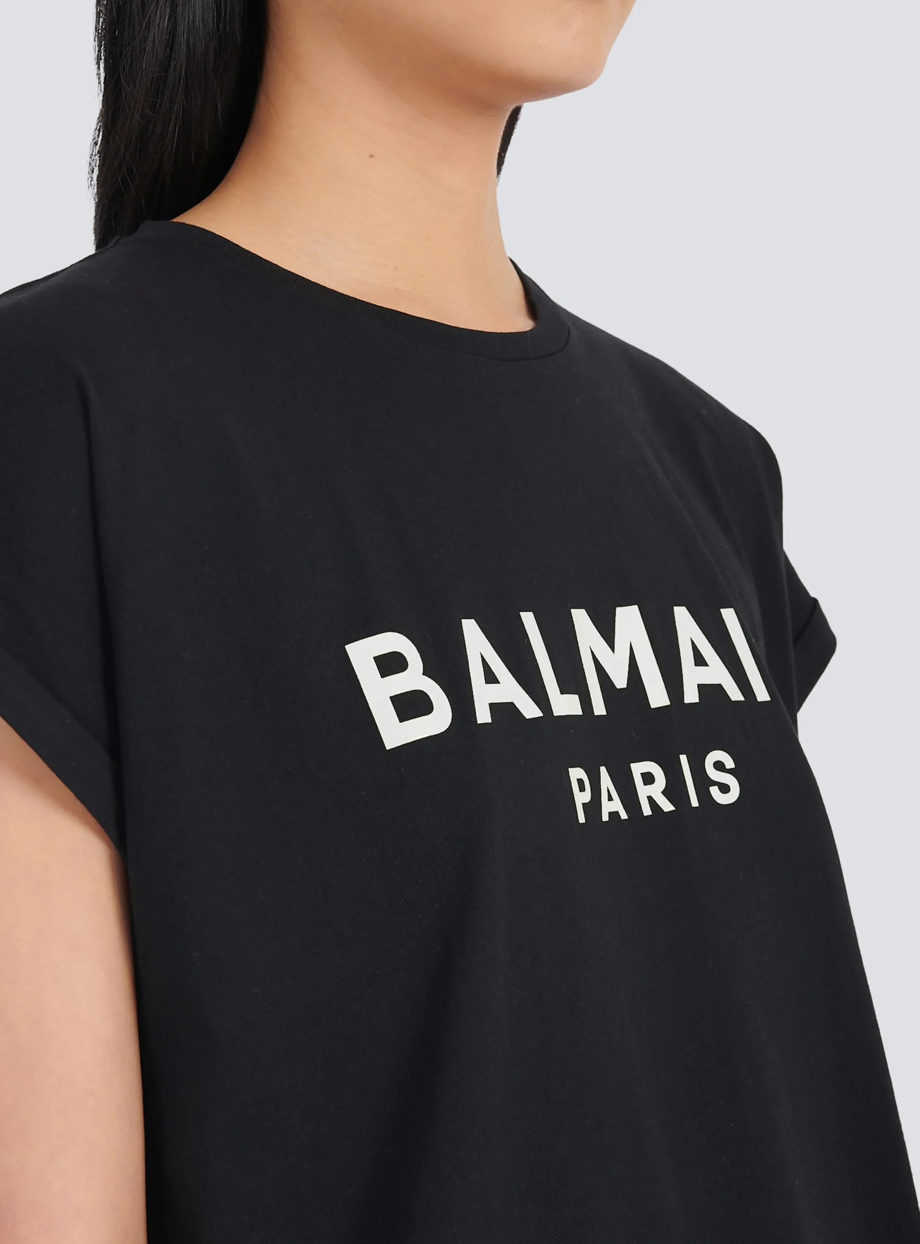 Women Balmain Eco-designed Cotton T-shirt With Logo Print