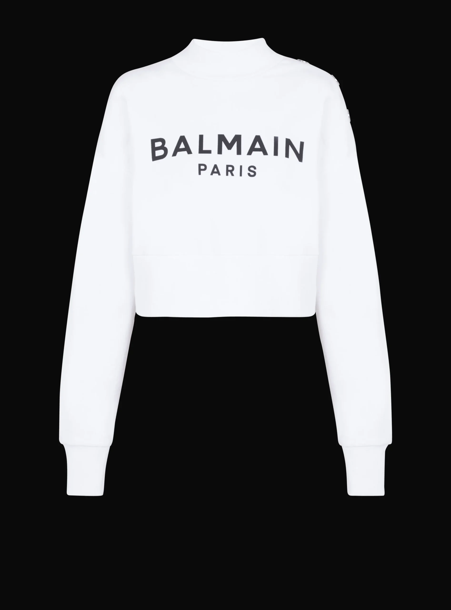 Women Balmain Eco-responsible Cotton Cropped Sweatshirt With Logo Print