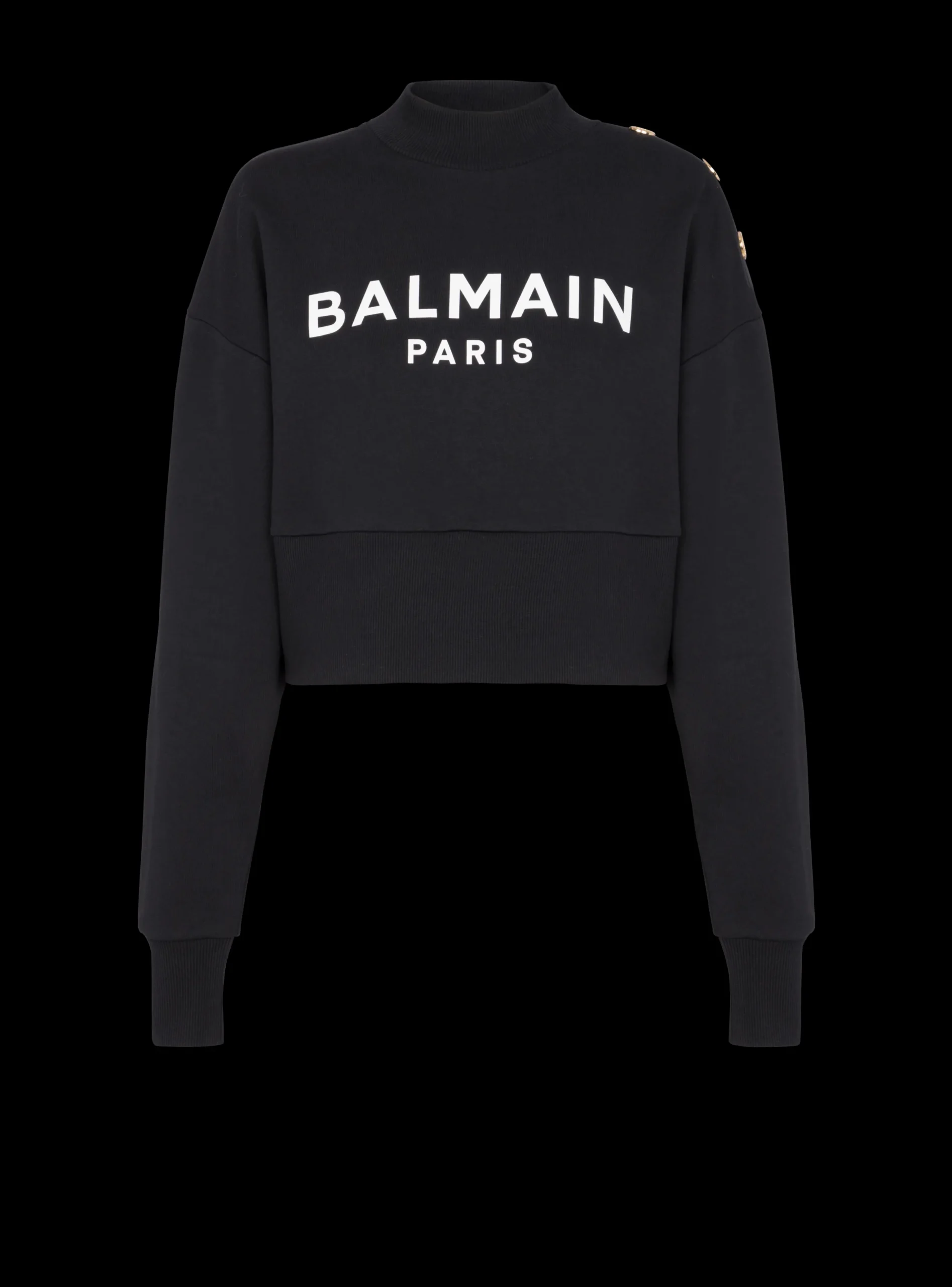 Women Balmain Eco-responsible Cotton Cropped Sweatshirt With Logo Print