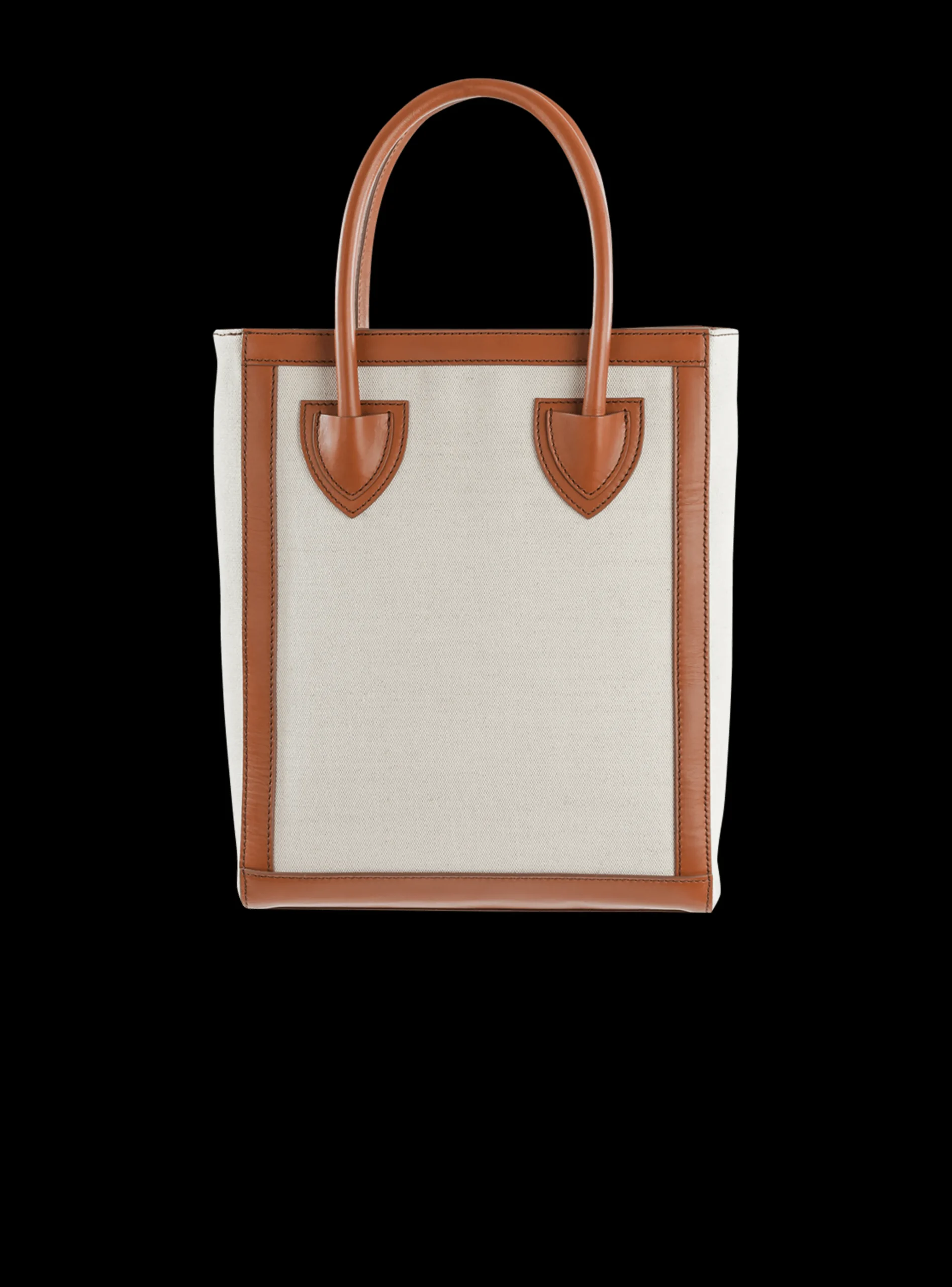 Women Balmain Ecru Canvas B-Army 26 Bag With Brown Leather Panels