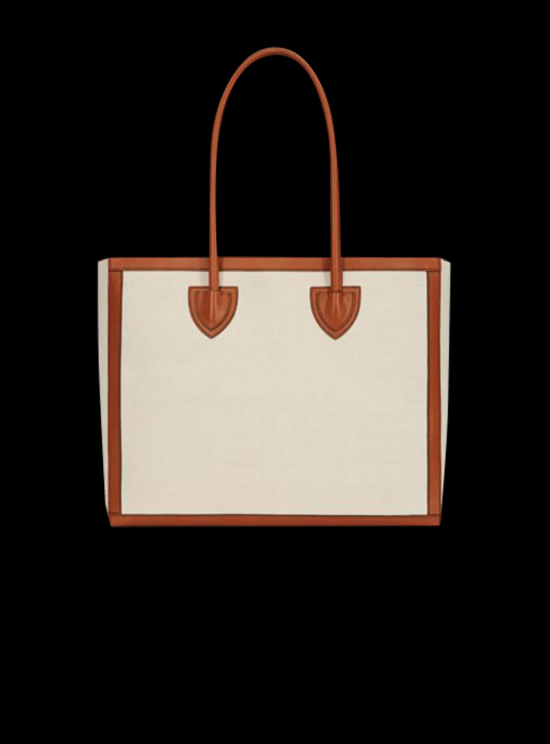 Women Balmain Ecru Canvas B-Army 42 Tote Bag With Brown Leather Panels