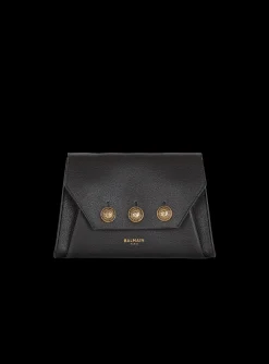 Women Balmain Emblème Flap Grained Calfskin Bag
