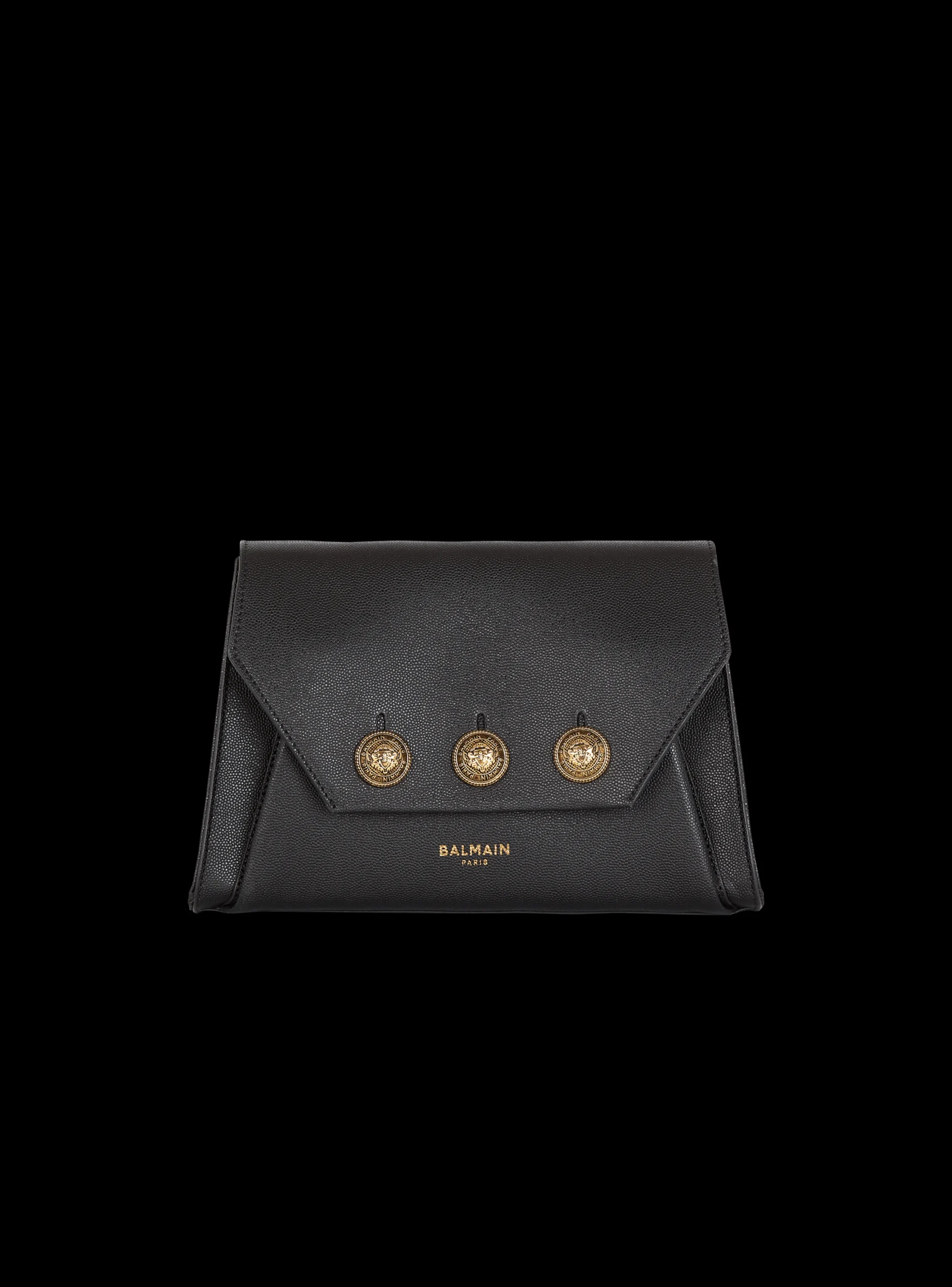Women Balmain Emblème Flap Grained Calfskin Bag